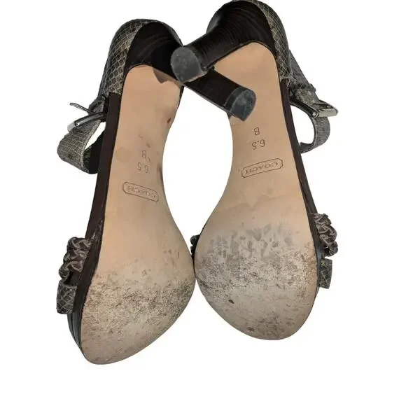 Coach Sz 6.5M Snakeskin Sandals Pumps Heels Shoes